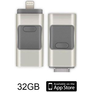 DrPhone Flashdrive 32GB USB Stick 3 in 1 Flashdrive - OTG USB 3.0 + Micro USB + lightning iPhone - Android - Tablet Opslag - Zilver