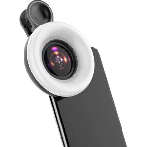 DrPhone APEX X LED – 15x Macro Lens Met LED Verlichting- 3 Helderheid Niveaus – Met Stabiele Clip – HD Macro-Lens Voor Telefoon & Tablet – Zwart