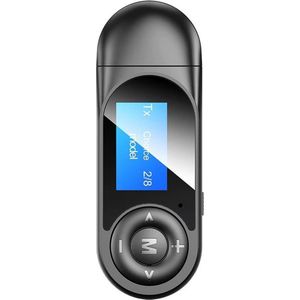 DrPhone StreamX9 Draadloze 5 in 1 RX-TX- Bluetooth 5.0-Hifi -Audio-Ontvanger - Zender met Display – RX/TX modus - Zwart