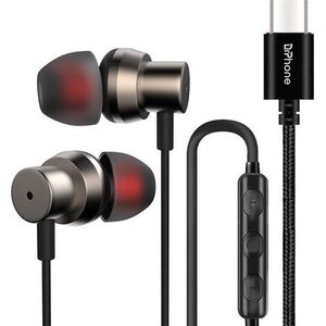DrPhone Hi11 - USB-C In-Ear oordoppen met DAC ondersteuning - 16 bit - Dynamische BASS - Oortelefoon met microfoon - Geschikt voor o.a iPad Pro / S21/S20 etc