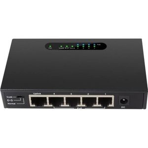 DrPhone PoE S2 - 1000Mbp/s - VLAN POE Switch 5 Poort - 4 POE Poort + 1 Uplink - Ethernet Switch - 30W -  250 Meter Camera systeem