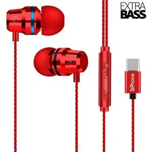 DrPhone - SoundLUX LX - In-Ear Bedrade Oordoppen met USB-C Aansluiting (Geen DAC ingebouwd) - Earbuds - Hoge BASS - Fiery Red