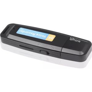 DrPhone DVR2 - Geluidsrecorder - Voicerecorder- Ruisonderdrukking - USB 2.0 met ondersteuning Micro SD - Zwart