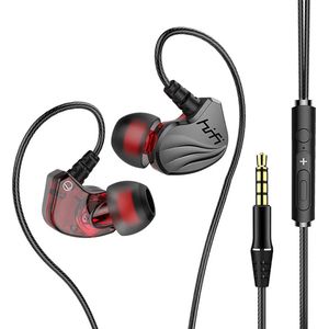 DrPhone Hi15 AUX 3.5mm In-Ear Oordoppen - Dynamische BASS - Oortelefoon met microfoon - Oorhaak Design - Passief ruisonderdrukking - Grijs/Zwart