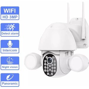 DrPhone IPCAM2 - 355° PTZ Beveiliging Camera – Floodlight - CCTV – 3MP Full HD 1080P – Bewegingssensor – Waterdicht - Tuya Mobiele Applicatie Bediening