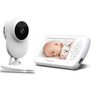 DrPhone B2 – Babyfoon Met Camera – Groot 4.3 inch 1080P Full HD scherm - VOX-Modus (geluidsactivatie) -Baby Monitor - 100  Meter - 2 Weg Audio – Wit