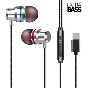 DrPhone - SoundLUX - In-Ear Bedrade Oordoppen met USB-C Aansluiting ( Geen DAC ingebouwd) - Earbuds - Hoge BASS - Metal Grey