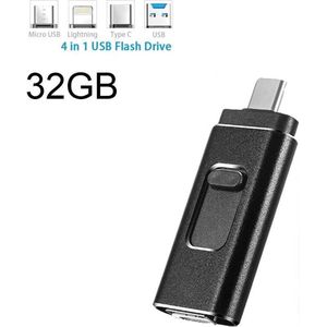 DrPhone EasyDrive - 32GB - 4 In 1 Flashdrive - OTG USB 3.0 + USB-C + Micro USB + Lightning iPhone - Android - Tablet Opslag