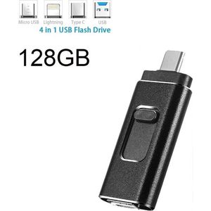 DrPhone EasyDrive 128GB - 4-in-1 Flashdrive - USB 3.0 - USB-C - Micro USB - Lightning