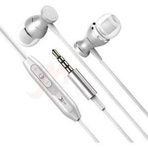 DrPhone Aero In-Ear - Vliegtuig Metalen Magnetische Bedrade Oordoppen - 3.5mm AUX - Microfoon - Aluminium Oortjes - Zilver