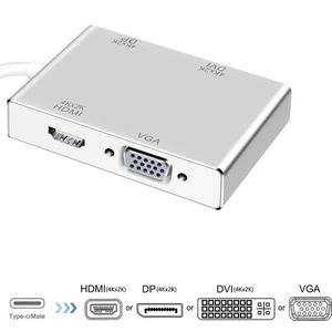DrPhone DDH1 - Hub 4 In 1 USB-C Naar HDMI/VGA/DVI/DP - Type-C HD Converter Adapter Voor Macbook / Windows