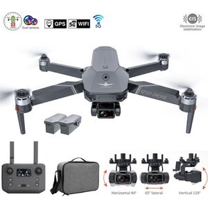 LUXWALLET LIBRA5 - FPV Drone Quadcopter – 28.8Km/h – 5G GPS 1.2 KM - 2x Accu (52 Minuten Duur) 3-As Gimbal Camera - 50x Zoom - Full HD Camera – Donker Grijs