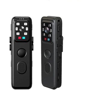 DrPhone GuardianCam – Bodycam Met Achtergronddemper – Looprecording – Infrarood Nachtvisie – Handige Statief – Inclusief Micro-SD Kaart - Zwart