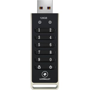 LUXWALLET SecureGuard – USB 3.0 Flashdrive Met Wachtwoord – Ingebouwde Beveiliging – Metalen Behuizing – Stijlvol Design - USB Stick – OTG – 128GB – Zwart/Zilver