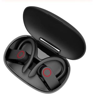 DrPhone JHO Draadloze oordopjes - Bluetooth 5.0 - Sport-in-ear - Oorhaken - TWS Stereo Headset met microfoon - HiFi Bass - IPX5 - Zwart