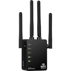 DrPhone WR4 Pro Wifi Versterker - 1200Mbps - Dual Band - Zwart