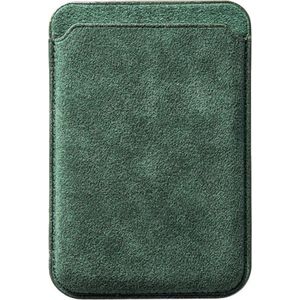 BUGOLINI Magnus - Magnetische Alcantara Pasjes Houder – Magsafe - Voor 3 Pasjes - Alcantara Italy – Donker Groen