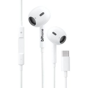DrPhone HIFI PRO2 - Premium USB-C Oordopjes – Microfoon – Ingebouwde DAC - Oordoppen - Geschikt voor o.a iPhone / iPad / Samsung - Wit