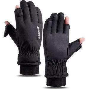 DrPhone H-Range2 Touchscreen Warme Handschoenen Winter - Waterdicht - Winddicht - Anti-Slip - Maat L - Verwijderbare Topje ( Open Vingers) - Zwart