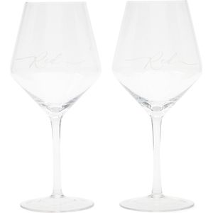 Riviera Maison Wijnglazen Rood - RM Rode Wijnglazen - Transparant - Set 2 Stuks