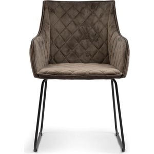 Riviera Maison Eetkamerstoel Met Armleuning - Isco Drive Dining Armchair - Velvet - Antraciet Grijs