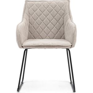 Riviera Maison Eetkamerstoel Met Armleuning - Isco Drive Dining Armchair Mouliné - Linnen - Naturel