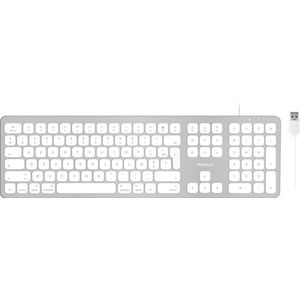 Macally WKEYHUBMB-FR Ultra slank USB-A toetsenbord met 2 USB-A-poorten voor de Mac - Wit/Zilverkleurig - Frans/Vlaams (AZERTY)