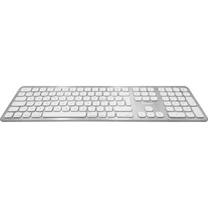 Macally BTWKEYMB-UK dun draadloos bluetooth-toetsenbord voor Apple Mac, iPad en iPhone - Brits/Nederlands (ISO, QWERTY) - Wit/Zilverkleurig