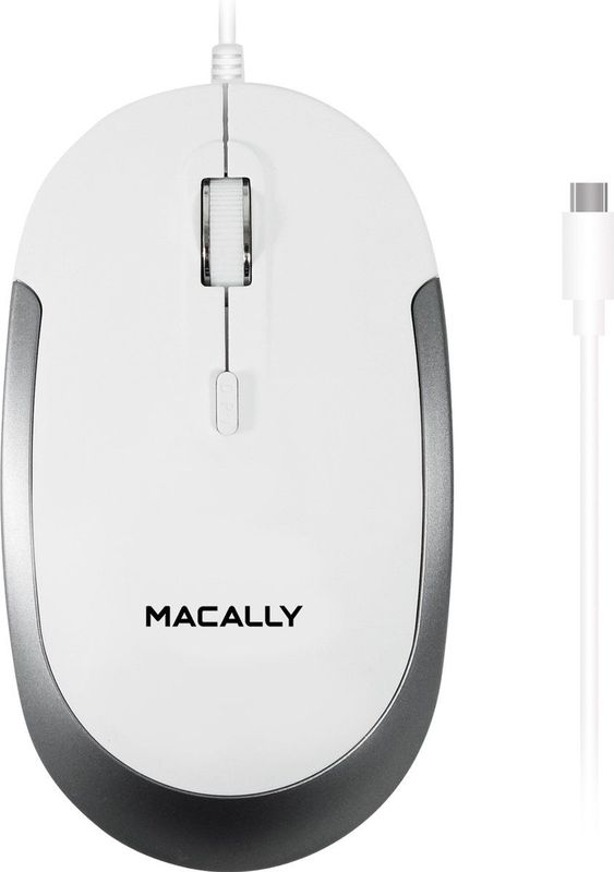 Macally UCDYNAMOUSE-W - Optische Muis - Wit - Bedraad - USB-C
