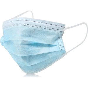 Mondkapjes (niet-medische) - 200 stuks - 3 laags mondmasker - Merk: By Qubix - Kleur: Wit-blauw - Mondkapjes met elastiek!