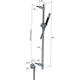 Hotbath Cobber M307 glijstang 90cm met handdouche en slang verouderd ijzer