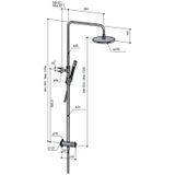 Hotbath Cobber M438 regendoucheset met omstel en 150cm doucheslang met 20cm ronde hoofddouche staafhanddouche koper geborsteld M438BC