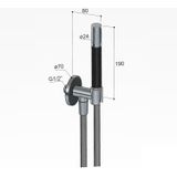 Hotbath Cobber M440 staafhanddouche met wandsteun en uitlaat en doucheslang 150cm messing geborsteld PVD M440BBP