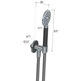 Hotbath Cobber M442 ronde handdouche met wandsteun en uitlaat en doucheslang 150cm zwart chroom hoogglans M442BK