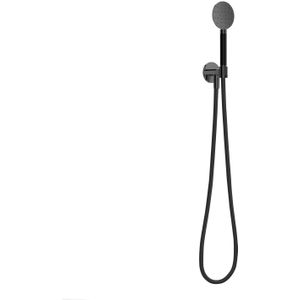 Hotbath Cobber M442 ronde handdouche met wandsteun en uitlaat en doucheslang 150cm zwart chroom hoogglans M442BK