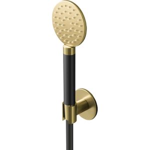 Hotbath Cobber M444 ronde handdouche met wandsteun en doucheslang 150cm messing geborsteld PVD M444BBP