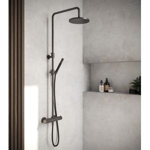 Doucheset - Hotbath Get Together - 20 cm Hoofddouche - Staafmodel Handdouche Zwart - Chroom