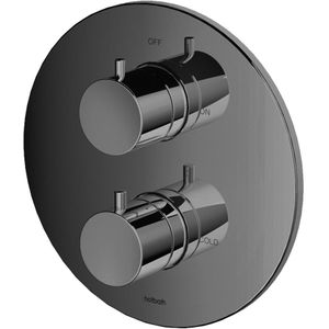 Hotbath Cobber Afbouwdeel - Inbouw Thermostaatkraan Rond Met 2-Weg-Omstel Zwart Chroom