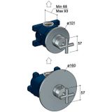 Douchethermostaat hotbath chap inbouw 1 stopkraan kruisgreep chroom (excl. Inbouwdeel)