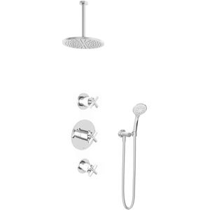Hotbath IBS 3 Get Together Inbouw Doucheset Chap Chroom - Met Ronde 3-standen Handdouche - Plafondbuis 30cm - Hoofddouche 25cm - Wandsteun - Kranen