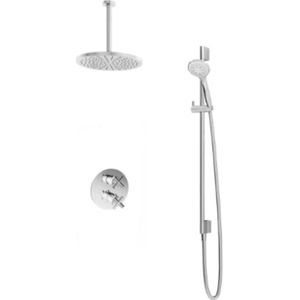 Hotbath IBS 3A Get Together Inbouw Doucheset Chap Chroom - Met Ronde 3-standen Handdouche - Plafondbuis 30cm - Hoofddouche 30cm - Glijstang - Kranen