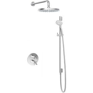 Hotbath IBS 3A Get Together Inbouw Doucheset Chap Geborsteld Nikkel - Met Ronde 3-standen Handdouche - Wandarm - Hoofddouche 30cm - Glijstang - Kranen