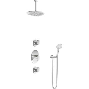 Hotbath IBS 5 Get Together inbouw doucheset Friendo chroom - met ronde 3-standen handdouche - plafondbuis 15cm - hoofddouche 25cm - wandsteun