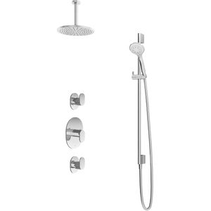 Hotbath IBS 5 Get Together Inbouw Doucheset Friendo Chroom - Met Ronde 3-standen Handdouche - Plafondbuis 15cm - Hoofddouche 20cm - Glijstang - Kranen