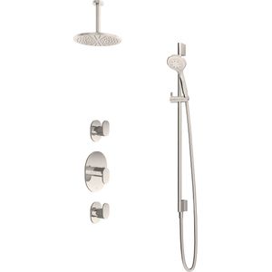 Hotbath IBS 5 Get Together Inbouw Doucheset Friendo Geborsteld Nikkel - Met Ronde 3-standen Handdouche - Plafondbuis 15cm - Hoofddouche 20cm