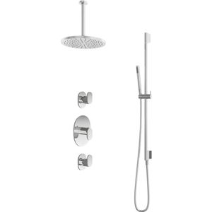 Hotbath IBS 5 Get Together Inbouw Doucheset Friendo Geborsteld Nikkel - Met Staafhanddouche - Plafondbuis 30cm - Hoofddouche 30cm - Glijstang - Kranen