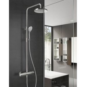 Hotbath SDS 1 Get Together Stortdoucheset Buddy/Laddy Geborsteld Nikkel - Met Ronde 3-standen Handdouche - 20cm Hoofddouche - Messing - Kranen