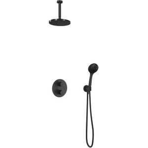 Hotbath Cobber IBS20A Inbouw Doucheset - Chroom - Met Ronde Handdouche - 20cm Hoofddouche - Met Plafondbuis 15cm - Wandsteun Met Uitlaat - Kranen