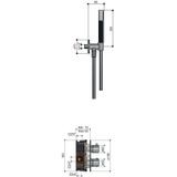 Hotbath Cobber IBS 20A inbouw doucheset - chroom - met staafhanddouche - 20cm hoofddouche - met plafondbuis 15cm - wandsteun met uitlaat