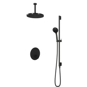 Hotbath Cobber IBS 22 inbouw doucheset - mat zwart - met ronde 3 standen handdouche - 30cm hoofddouche - met plafondbuis 15cm - glijstang met uitlaat